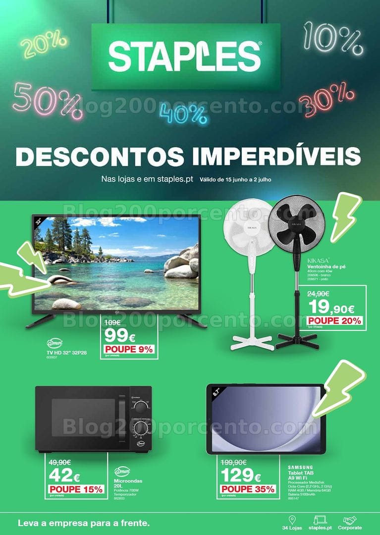 Antevisão Folheto STAPLES Descontos Imperdíveis Promoções de 15 junho a 2 julho